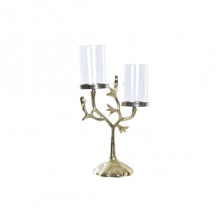 Kandelaaber DKD Home Decor Kristall Kuldne Alumiinium Linnud (29 x 15 x 48 cm)