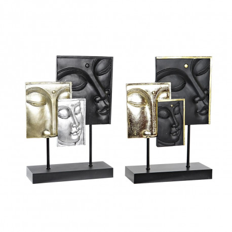 Dekoratiivkuju DKD Home Decor Must Kuldne Buddha Idamaine 22,5 x 8 x 30,7 cm (2 Ühikut)