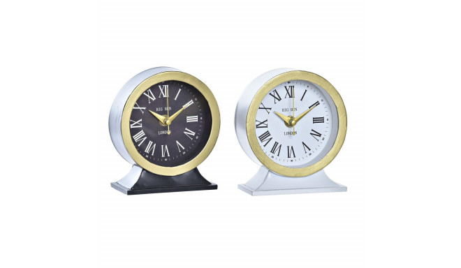 Table clock DKD Home Decor White Black Crystal Iron 12 x 6 x 13 cm (2 Units)