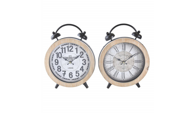 Table clock DKD Home Decor 25,8 x 8 x 32 cm Natural White Iron Traditional MDF Wood (2 Units)