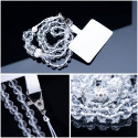 CRYSTAL DIAMOND pendant for the phone / cord length 74cm (37cm in the loop) / on neck - white