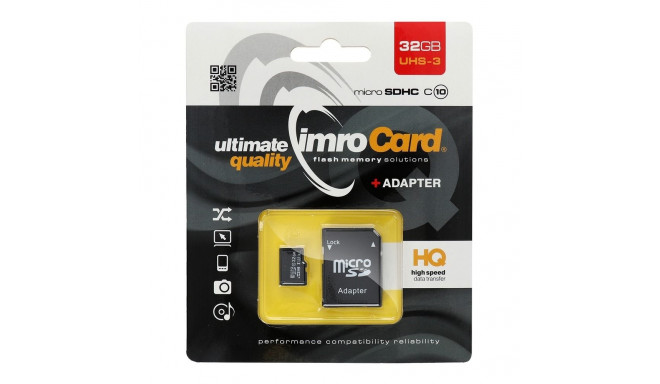 IMRO memory card microSD 32GB 100MB/s class 10 UHS 3 with adapter SD