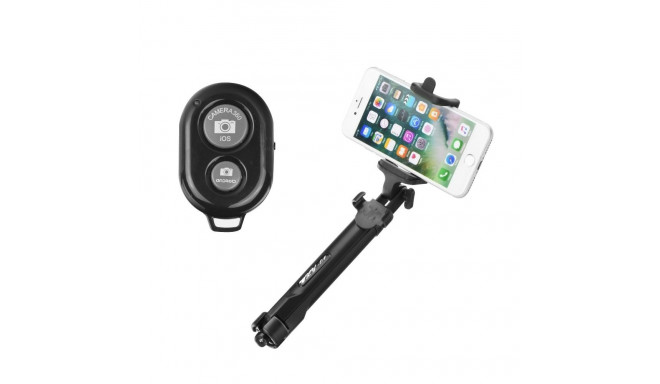 Combo selfie stick with tripod and remote control Bluetooth, black