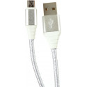 Omega kaabel microUSB - USB 1m punutud 2A, hõbe