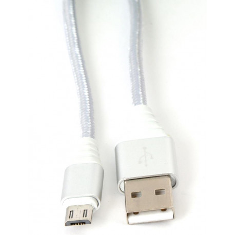 Omega kaabel microUSB - USB 1m punutud 2A, hõbe