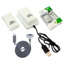 KX7B 2x BATERIA XBOX 360 KABEL USB WHITE