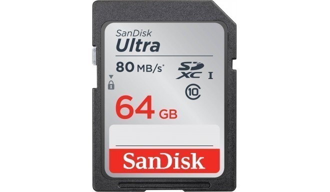 SanDisk atmiņas karte SDXC 64GB Ultra 80MB/s Class 10 UHS-I