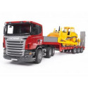 BRUDER SCANIA R-series Low loader truck, CAT Bulldozer