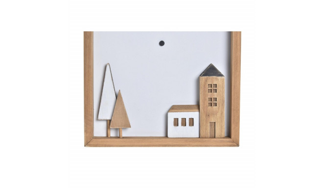 Wall Clock DKD Home Decor White Brown Wood Houses Urban 20 x 4 x 30 cm