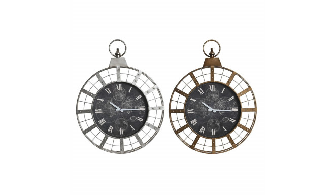 Настенное часы DKD Home Decor 60 x 6,5 x 78 cm Стеклянный Серебристый Чёрный Позолоченный Железо (2 