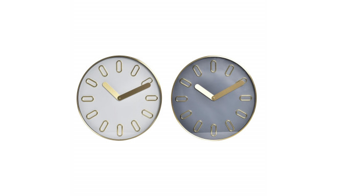 Sienas pulkstenis DKD Home Decor 35,5 x 4,2 x 35,5 cm Stikls Pelēks Bronza Alumīnijs Balts Moderns (