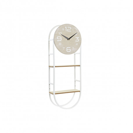 Wall Clock DKD Home Decor Natural Metal MDF White (25,5 x 11,5 x 71 cm)