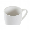 4 Piece Mug Set DKD Home Decor Natural Rubber wood White Stoneware (300 ml)