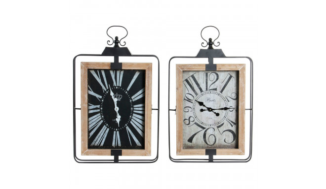 Sienas pulkstenis DKD Home Decor RE-180398 46 x 6 x 75 cm Melns Bēšs Dzelzs Koks MDF (2 gb.)