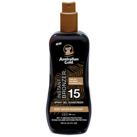 Australian Gold bronzing sunscreen spray SprayGel SPF 15 100ml