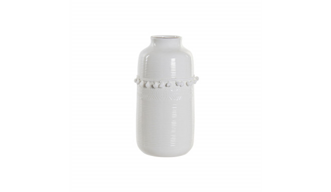 Vase DKD Home Decor White Stoneware Pompom 12 x 12 x 24 cm