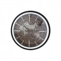 Wall Clock DKD Home Decor Brown World Map Black Iron (59,5 x 8,5 x 59,5 cm)