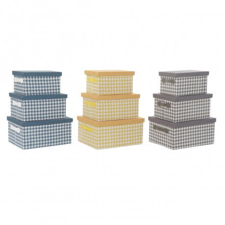 Virnastatavate Organiseerimiskarpide Komplekt DKD Home Decor Hall Sinine Kollane 40 x 30 x 20 cm
