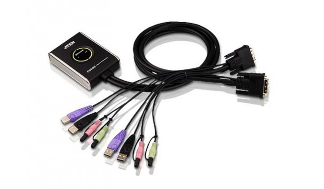 Aten 2-pordiline USB DVI/Audio kaabli KVM-lüliti koos kaugpordi valijaga