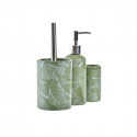 Bath Set DKD Home Decor Green PP Dolomite Leaf of a plant (9,5 x 9,5 x 37 cm) (3 pcs)