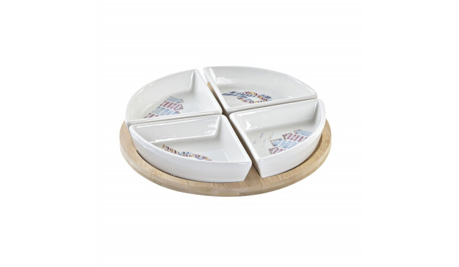 Set za Predjelo DKD Home Decor Sinine Naturaalne Bambus Keraamika Vahemere 21,5 x 21,5 x 1 cm (5 pcs