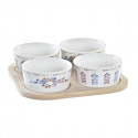 Appetizer Set DKD Home Decor Natural Blue Bamboo Stoneware (19,7 x 19,7 x 1 cm) (5 pcs)