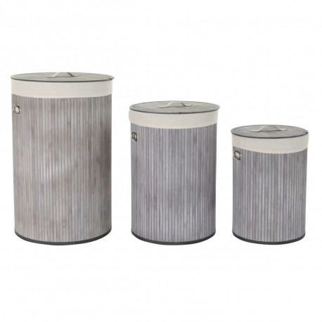 Korvide Komplekt DKD Home Decor Beež Hall Bambus 38 x 38 x 60 cm (3 Tükid, osad) (2 Ühikut)