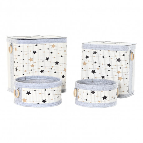 Korvide Komplekt DKD Home Decor Valge Must Hall Kuldne Bambus Tähed 41 x 31 x 42 cm (4 Tükid, osad)