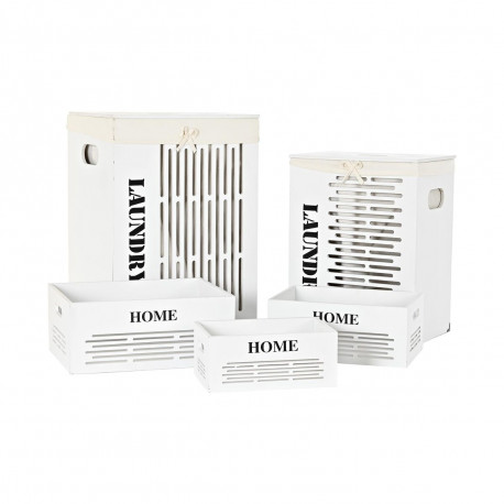 Set of Baskets DKD Home Decor White Black Beige MDF Wood 40 x 30 x 56 cm 5 Pieces (5 Units)