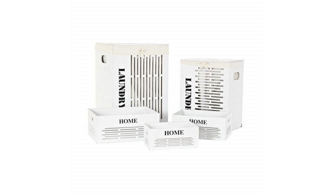 Set of Baskets DKD Home Decor White Black Beige MDF Wood 40 x 30 x 56 cm (5 Pieces) (5 Units)
