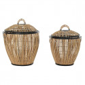Set of Baskets DKD Home Decor Natural Metal Rattan (48 x 48 x 55 cm) (2 Pieces)