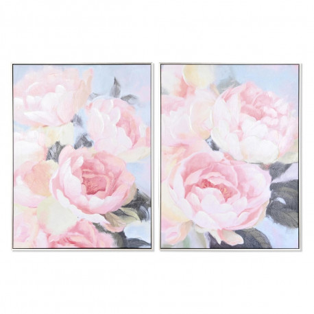 Glezna DKD Home Decor 60 x 3,5 x 80 cm 60 x 3 x 80 cm Цветы Romantiski (2 gb.)