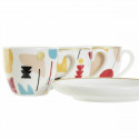 Komplekts ar kafijas tasēm DKD Home Decor Abstrakts Porcelāns Bone China (80 ml) (6 pcs)