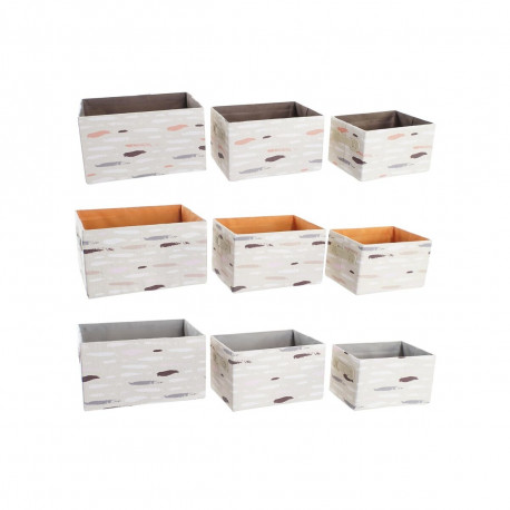 Набор корзин DKD Home Decor Коричневый Серый Оранжевый 32 x 24 x 18 cm (3 штук)