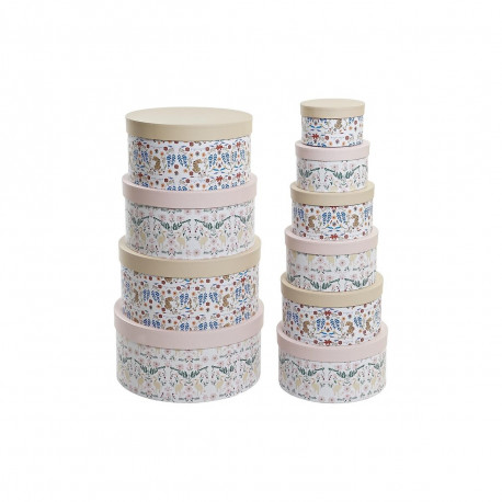 Virnastatavate Organiseerimiskarpide Komplekt DKD Home Decor loomad Ringjas Kwiaty Papp (37,5 x 37,5