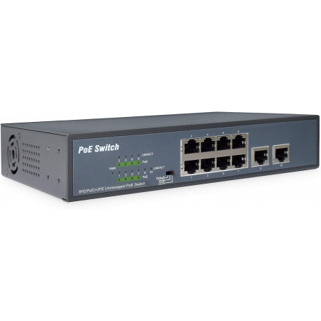 Digitus 8-Port Fast Ethernet PoE Switch + 2 Uplinks (Black)