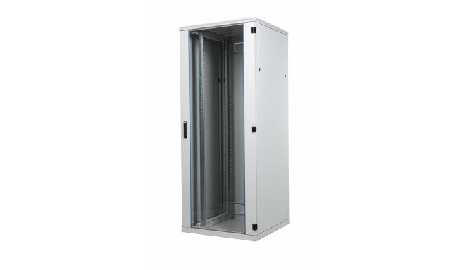 Floor standing cabinet, 42U, 600/600/1980, width/depth/height mm, steel/glass door, RAL 7035 (welded