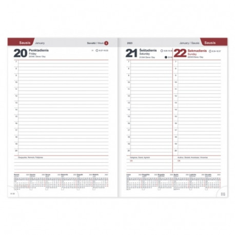 Planning notebook calendar 2026 A5 Raspberry Red