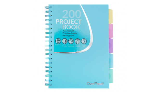 Coolpack spiral note book B5, PP, 200 pages ,square, pastel blue