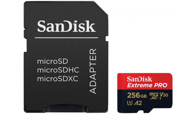 Sandisk memory card microSDXC 256GB Extreme Pro + adapter
