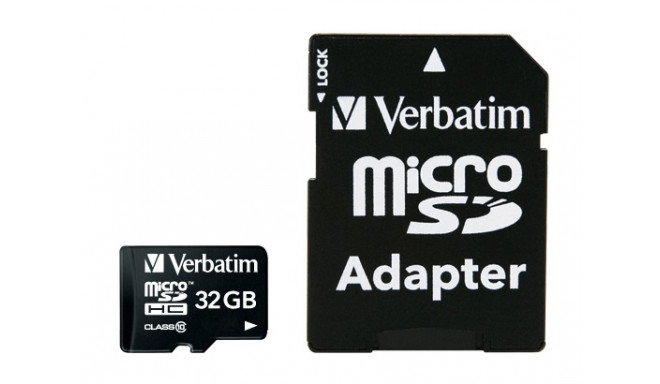 Verbatim memory card microSDHC 32GB Class 10 + adapter