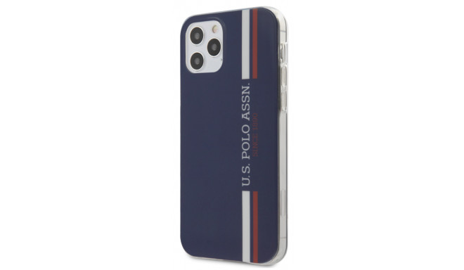 U.S. Polo USHCP12MPCUSSNV Tricolor Vertical Stripes ümbrisega ümbris Apple iPhone 12 | 12 Pro sinine