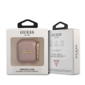 GUA2SASMP Guess Saffiano PC/PU Metal Logo Case for Airpods 1/2 Pink