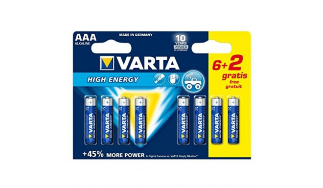 Varta High Energy LR03-AAA, alkaline, 1.5V, pieces 8 (04903-121-418)