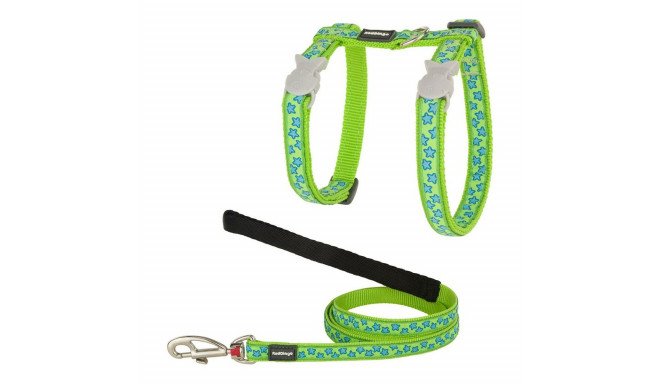 Cat Harness Red Dingo Style Turquoise Star Strap