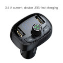 Baseus Car Charger Bluetooth Fm Transmitter T-Typed MP3 USB TF microSD 3.4A Black (CCALL-TM01)