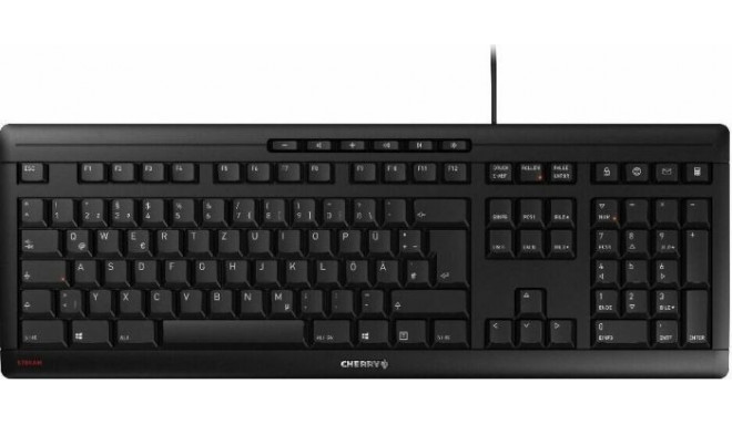 Cherry STREAM Keyboard EU black U - US English with Euro symbol