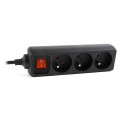 Gembird EG-PSU3F-01 UPS power strip, 3 FR sockets, C14 plug, 10A, 0.6m cable, black color