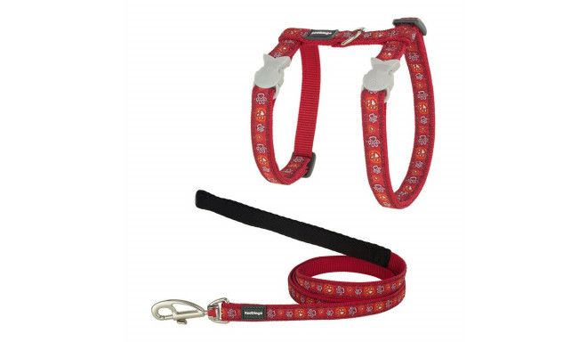 Cat Harness Red Dingo Style Red Strap Animal footprints