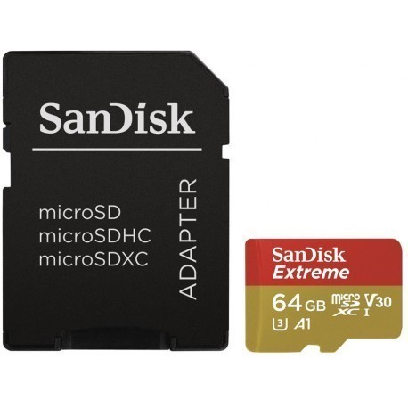 SanDisk карта памяти microSDXC 64GB Action Extreme A1 + адаптер